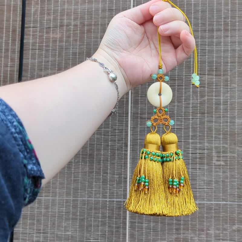 Bag charms, Chinese knot charms, hanging ornaments, sword tassels, waist pendants, ivory buckles, sandalwood gold charms - Charms - Semi-Precious Stones Gold