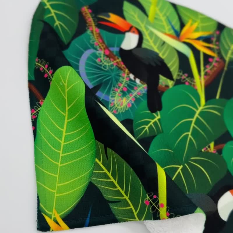 【Flower Edition Everywhere】Universal Small Square Handkerchief Print/Toucan in Paradise - Towels - Other Materials Green