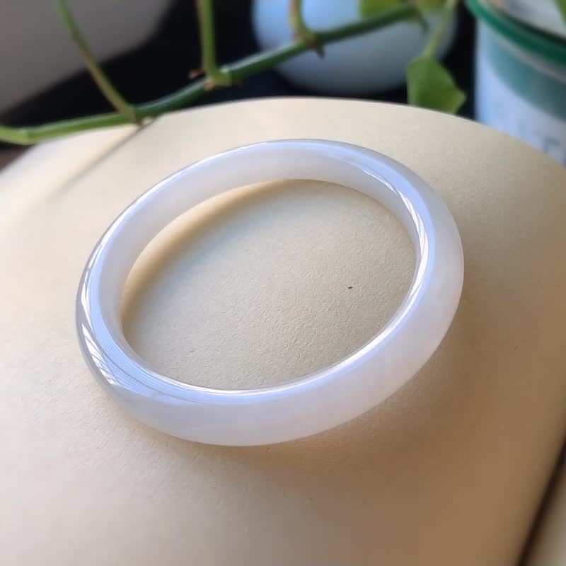 秒殺 超美的和田玉紫羅蘭手鐲 圈口51.5mm 超級冰紫料 - 手鍊/手環 - 玉石 