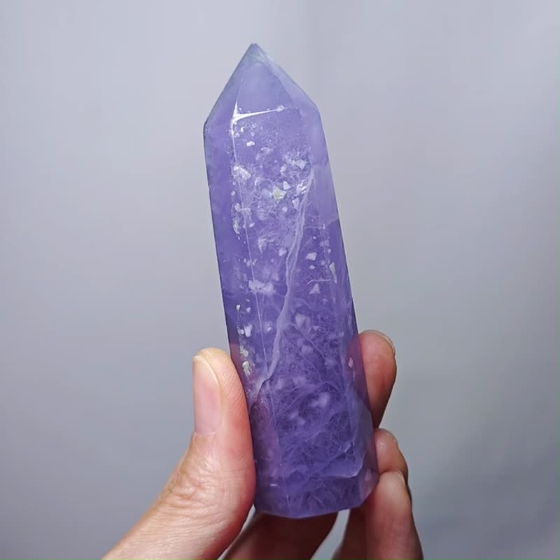 稀有雪花螢石 收藏級 智慧 事業 招財 晶柱 單品 禮物 收藏 獨家 - 擺飾/家飾品 - 寶石 紫色