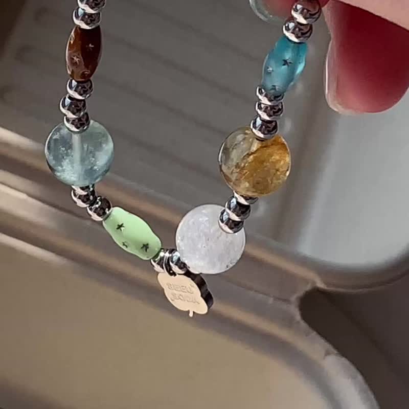 四葉草水晶手串情侶手串閨蜜禮物 - 手鍊/手環 - 水晶 銀色