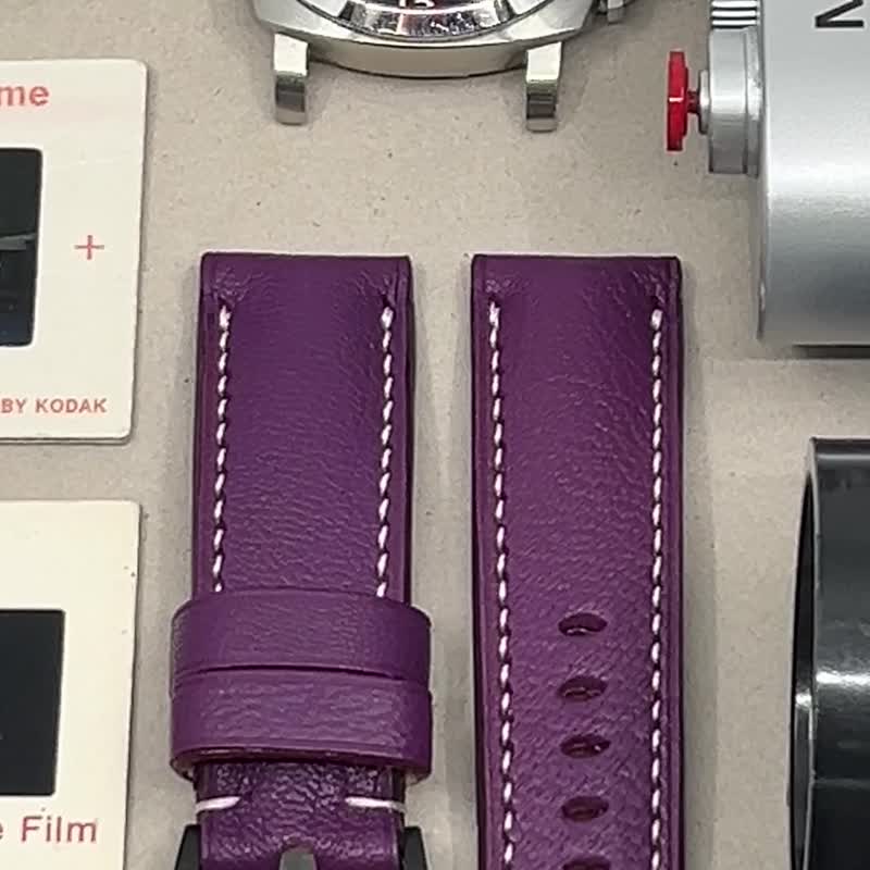 Watch Band, 24mm Watch Strap 26mm wristwatch band for Panerai, gift ideas - สายนาฬิกา - หนังแท้ สีม่วง