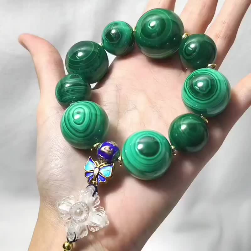 頂級天眼孔雀石 白水晶十字金剛杵 智慧成功 收藏 手鍊 單品 禮物 - 手鍊/手環 - 寶石 綠色