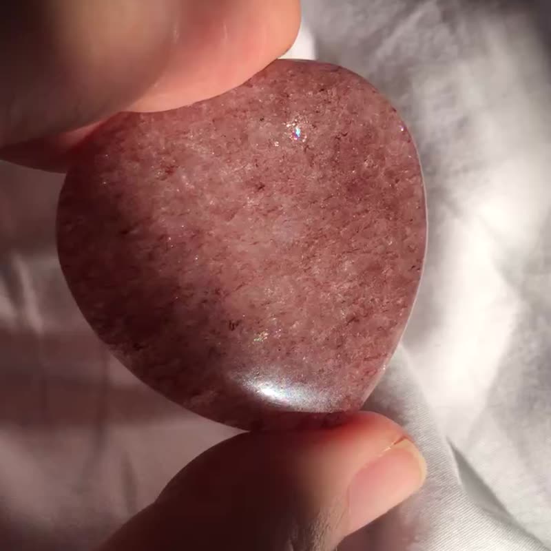 紅草莓晶心形小碟 帶彩 擺件 水晶 雕件 天然原石 水晶原礦 - 擺飾/家飾品 - 水晶 紅色