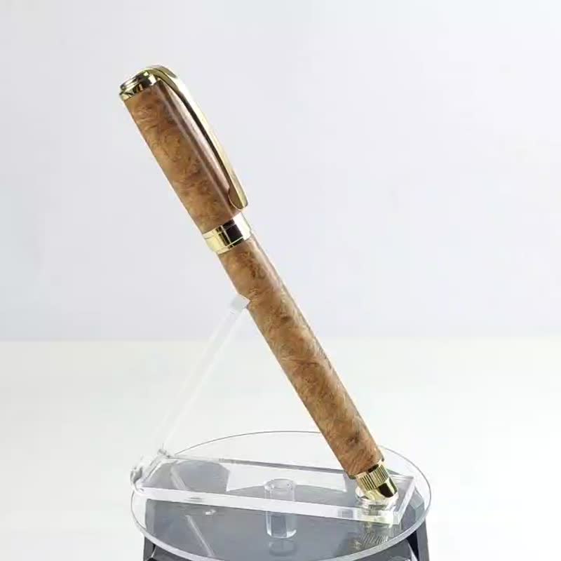 Gold camphor tree magnetic steel ball pen/handmade steel ball pen/KOBE handmade pen - ไส้ปากกาโรลเลอร์บอล - ไม้ สีนำ้ตาล