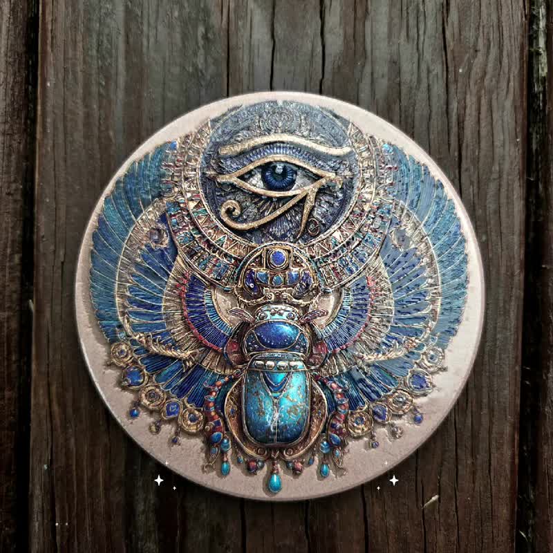 獅子座 ししざ クリスタル彫刻セラミック吸水コースター - コースター - 陶器 ブラック