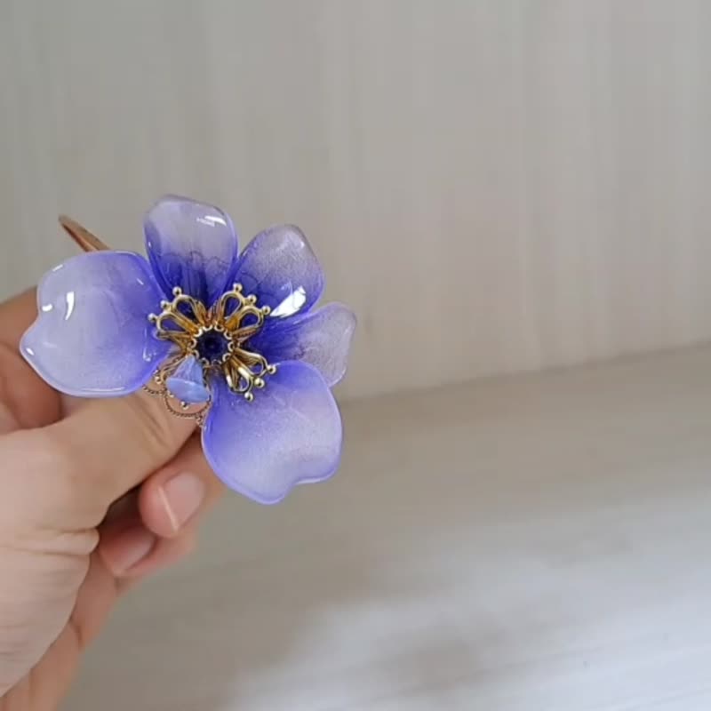 琉璃蝴蝶蘭系列【藍紫色~套組】 - 手鍊/手環 - 玻璃 藍色