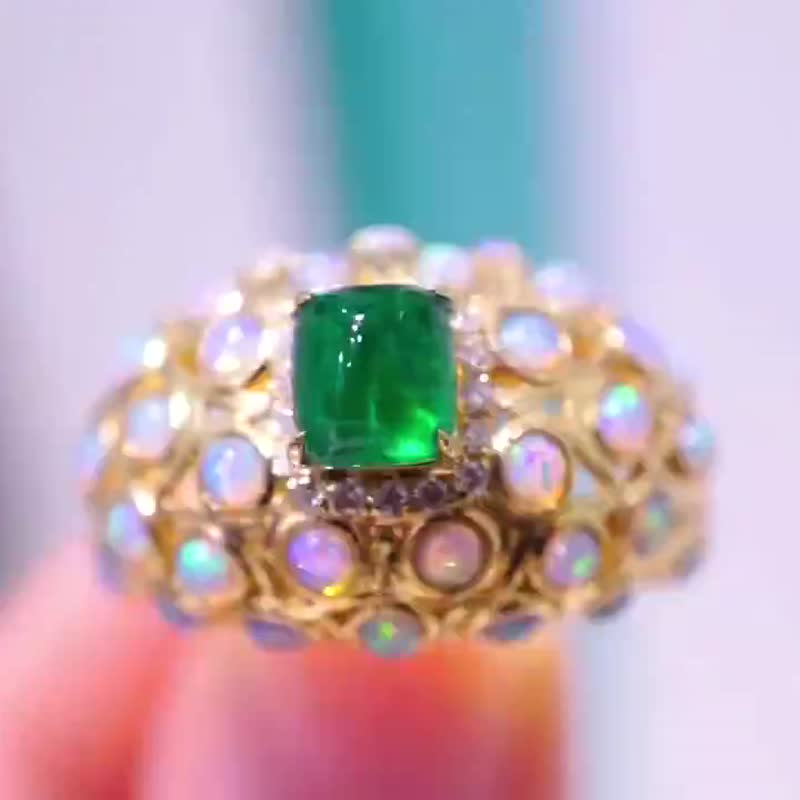 祖母綠戒指60分(祖母綠.藍寶石.紅寶石.碧璽.尖晶石) - 戒指 - 寶石 綠色