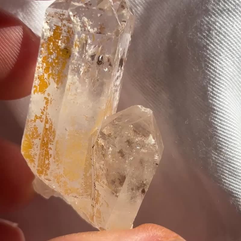 黃金 喜馬拉雅 星光 白幽靈共生 彩虹 白水晶簇 白晶 水晶原礦 - 擺飾/家飾品 - 水晶 銀色