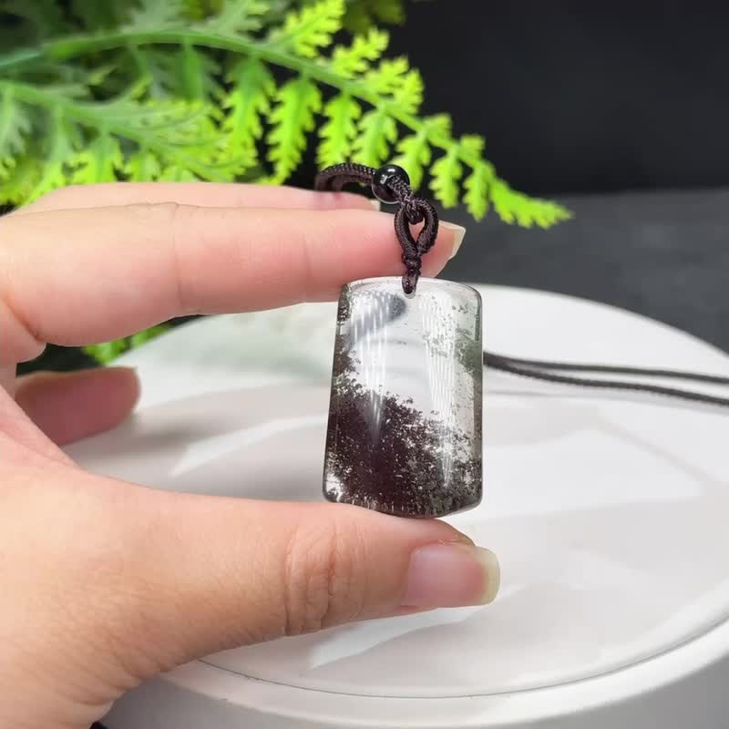 精品天然巴西老料四季幽靈水晶吊墜項錬冰透凈體山景無事牌梯形 - 項鍊 - 水晶 
