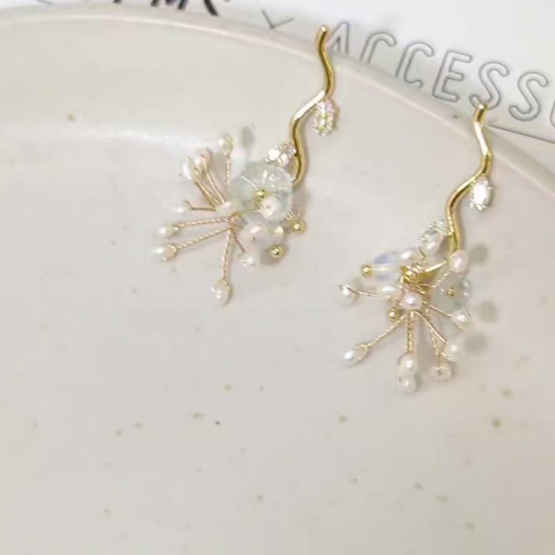 1KM永恆的瞬間•編織珍珠煙花耳環 - 耳環/耳夾/耳骨夾 - 其他金屬 