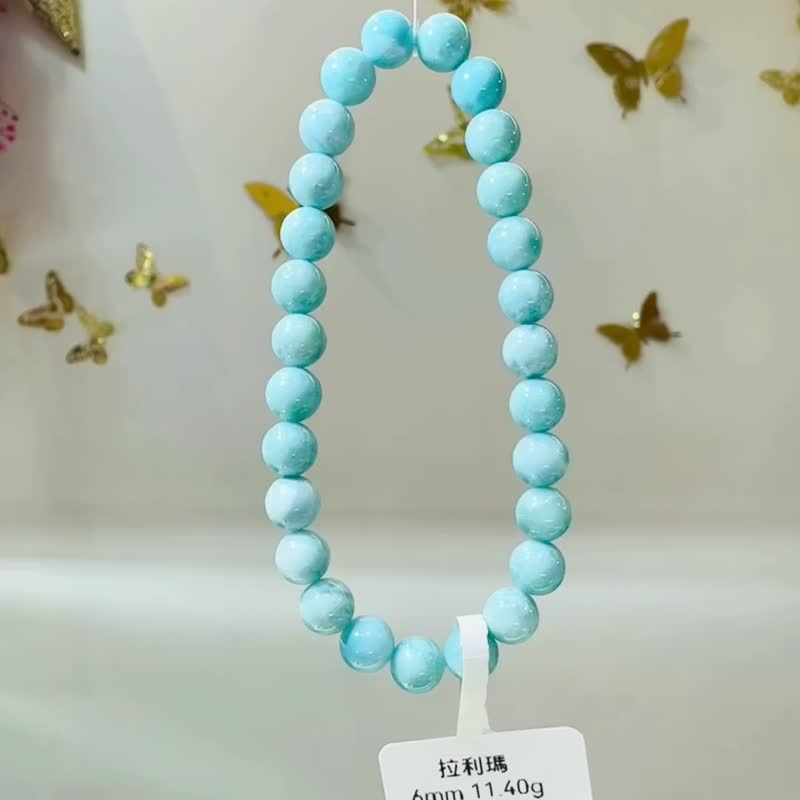 小精品濃色藍拉利瑪海紋石6mm11.40g緩解脾氣內心壓力緊張壓力 - 手鍊/手環 - 半寶石 藍色