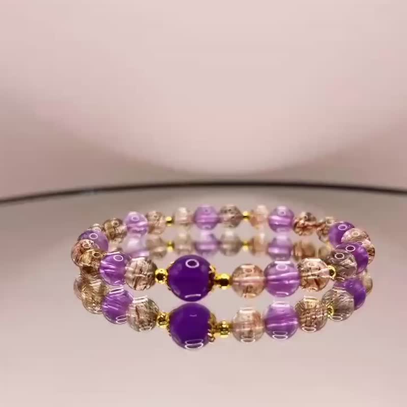 Anita's handmade ~ amethyst ball & black gold super seven & lavender amethyst bracelet - Bracelets - Crystal 