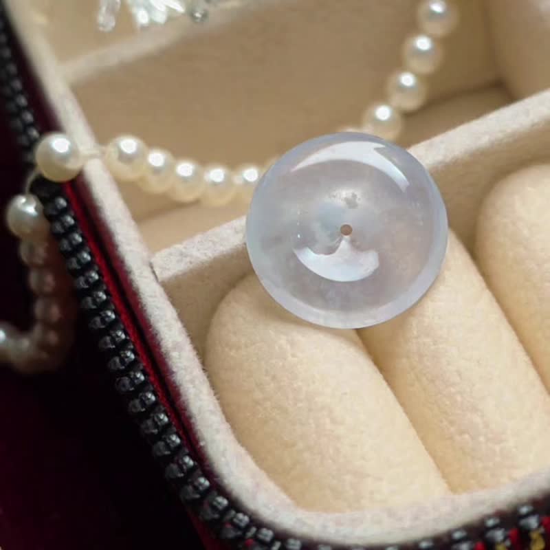 招財•貴人•圓滿|木那雪花棉淡藍紫放光平安扣|緬甸A貨翡翠 - 項鍊 - 玉石 