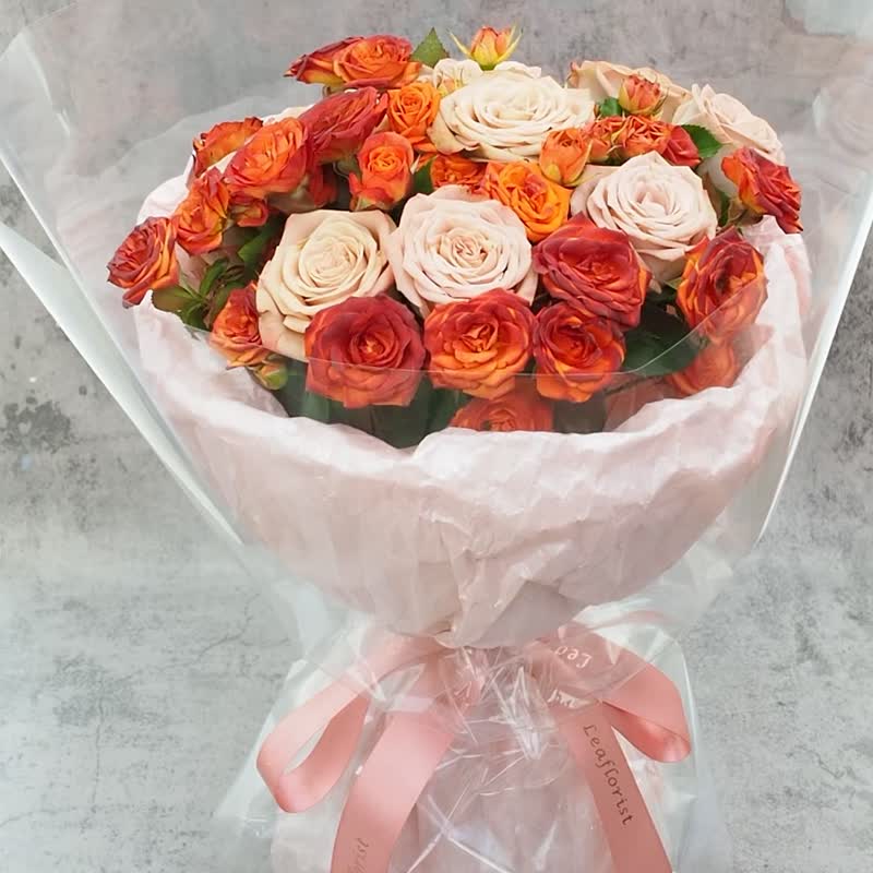 cappuccino rose bouquet - ช่อดอกไม้แห้ง - พืช/ดอกไม้ สีแดง