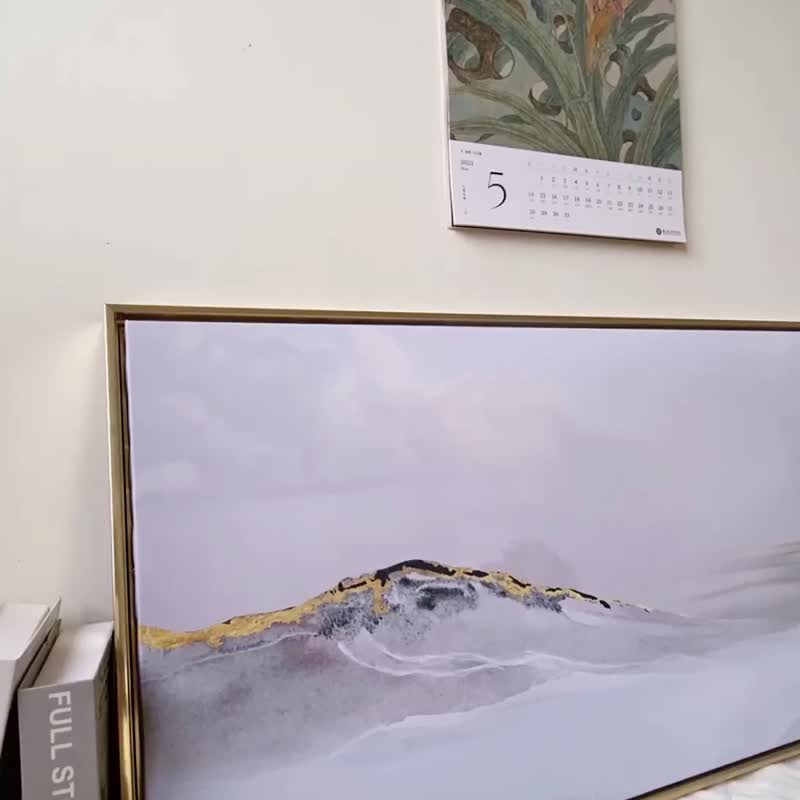 ミスティゴールドピーク - エレガントな風景画/リビングルーム装飾絵画/オフィス絵画 - ポスター・絵 - コットン・麻 グレー