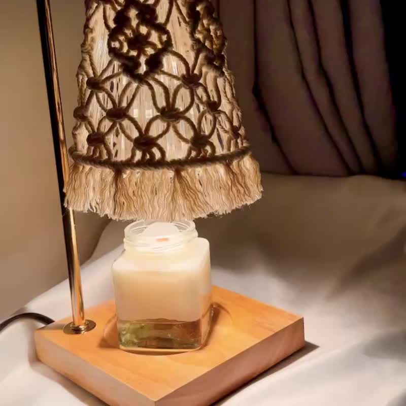 macrame woven scented candle light - โคมไฟ - แก้ว ขาว