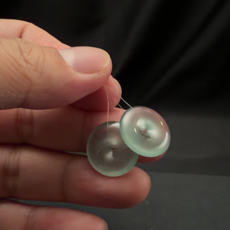 平安 | 放光玻璃種平安扣一對 - 項鍊 - 玉石 透明