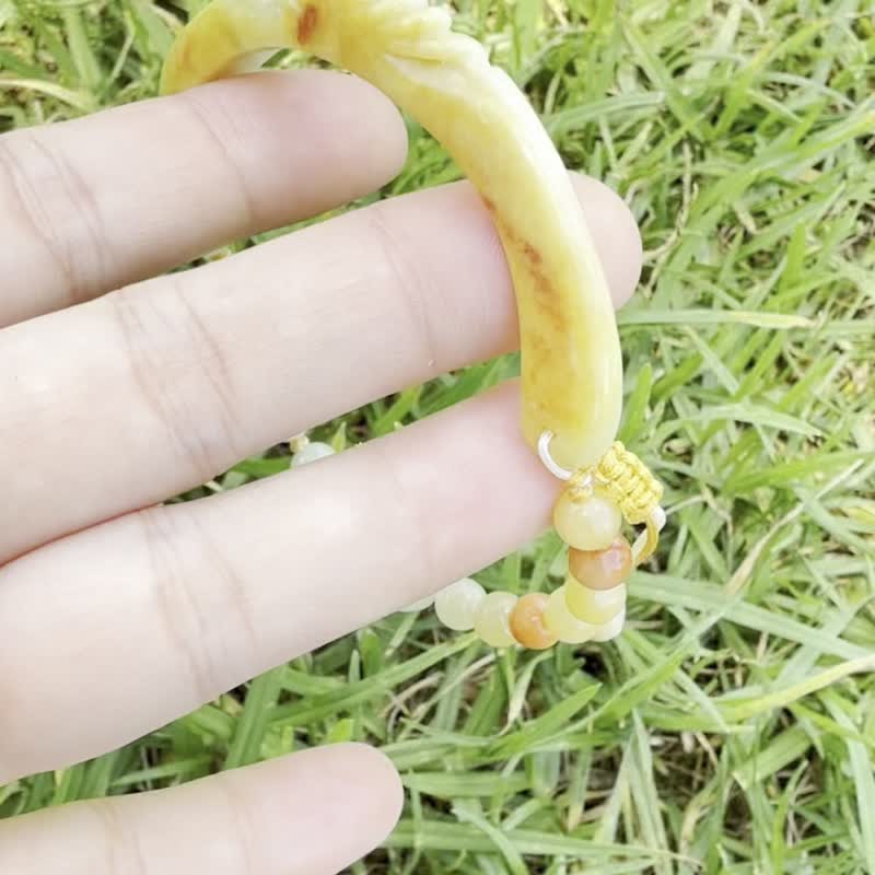 Handmade Jade Bracelet - Golden Rose Half Bangle - 手鍊/手環 - 玉石 橘色