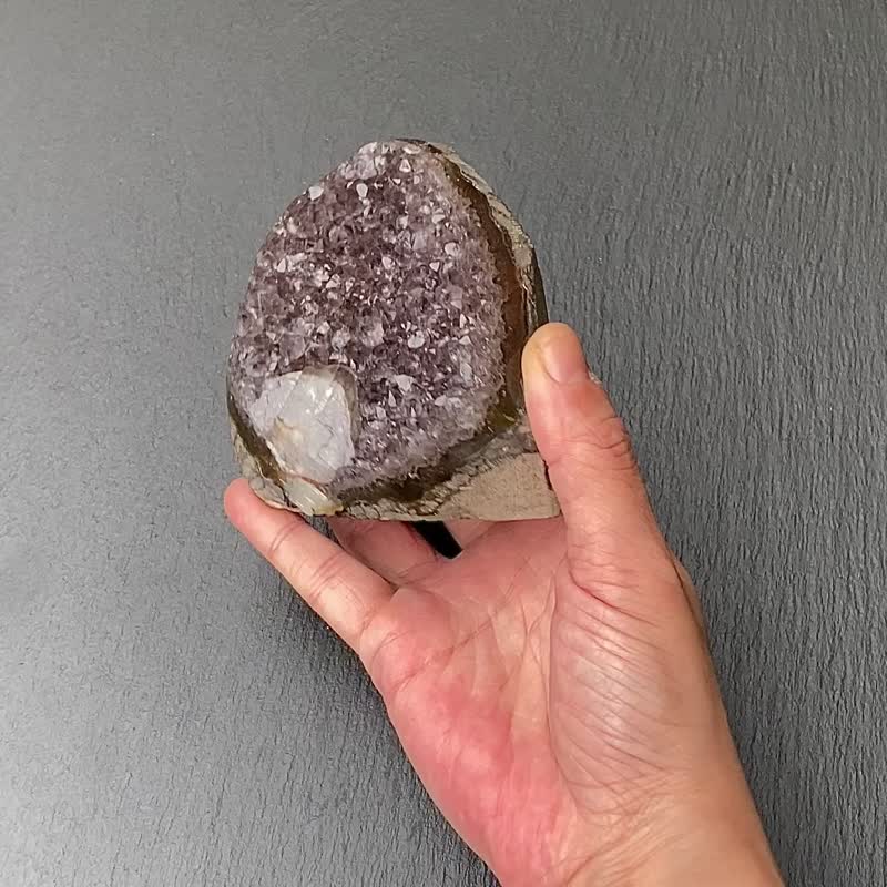 招財開運-天然原礦異象滿天星紫晶鎮共生方解石 紫水晶 消磁淨化 - 擺飾/家飾品 - 水晶 紫色