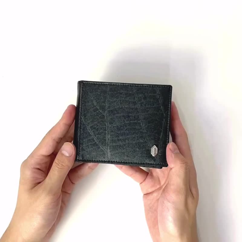Oliver Wallet - Black - 長短皮夾/錢包 - 植物．花 黑色