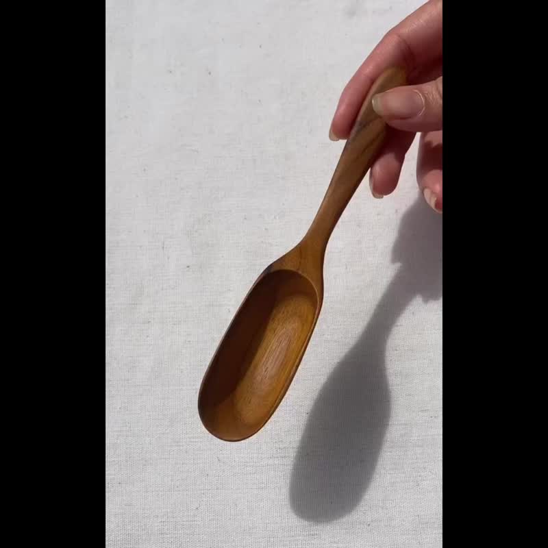 Vintage Brown Teak Wood Tea Spoon Cooffe Bean Tea Leaf - Cookware - Wood 