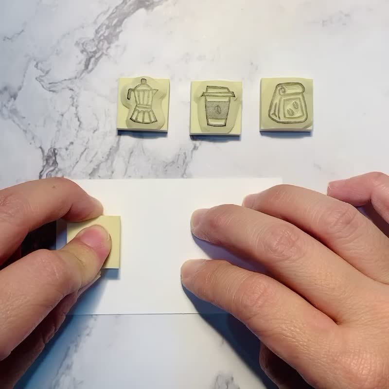 【Hand Engraved Seal】coffee time series - Stamps & Stamp Pads - Rubber 