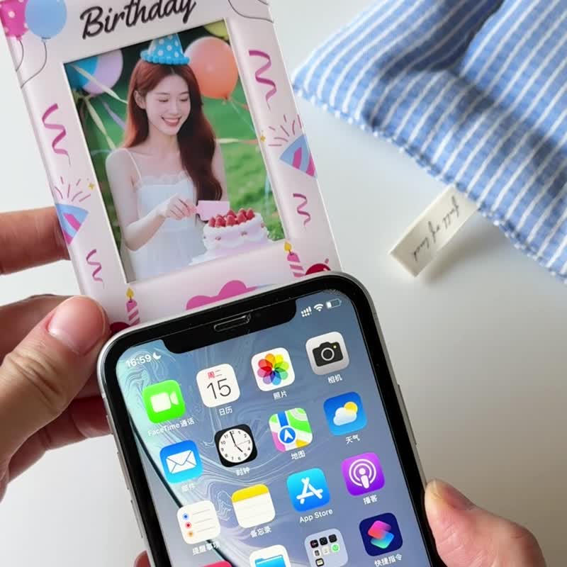 【客製照片生日磁吸相框】 可以放視頻的NFC冰箱貼 - 相框/畫框 - 壓克力 黃色