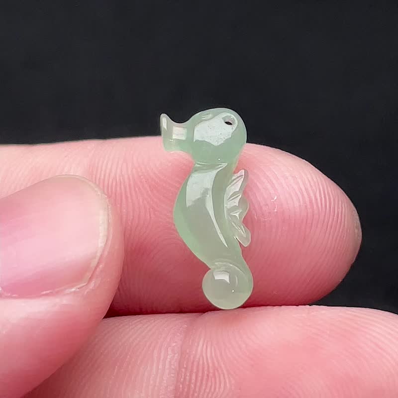 Ice green jade seahorse pendant | Natural Burmese jade jade A goods - Metalsmithing/Accessories - Jade Green