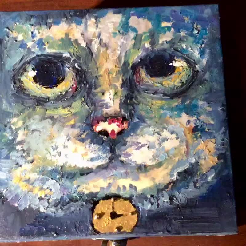 Cat wooden box,original oil mix media painting on wood,unique design gift