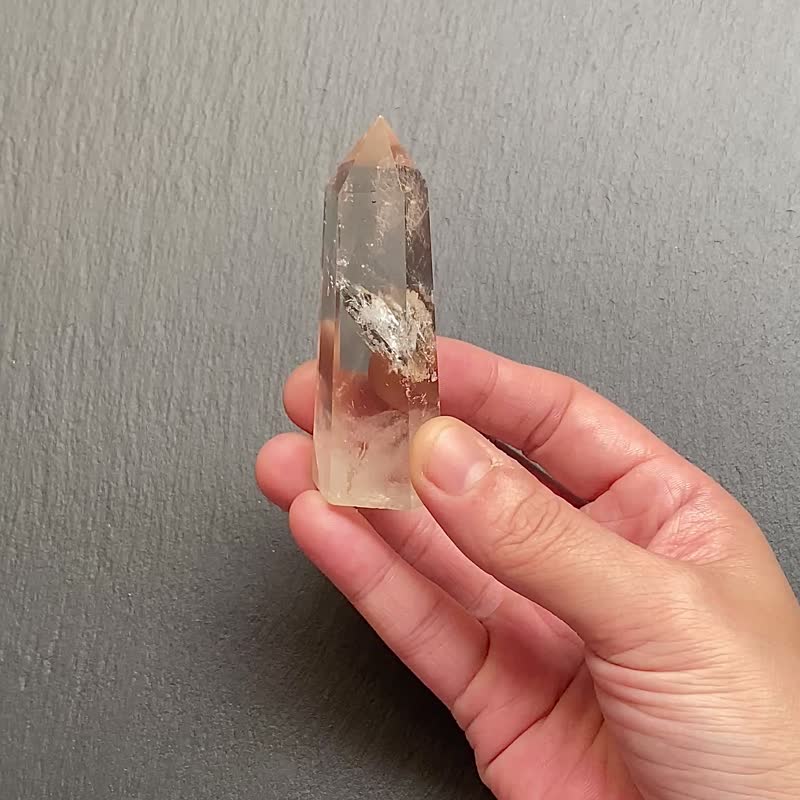 天然冰透彩虹帶彩白水晶能量柱 冥想 淨化 風水擺件 快速出貨 - 擺飾/家飾品 - 水晶 多色