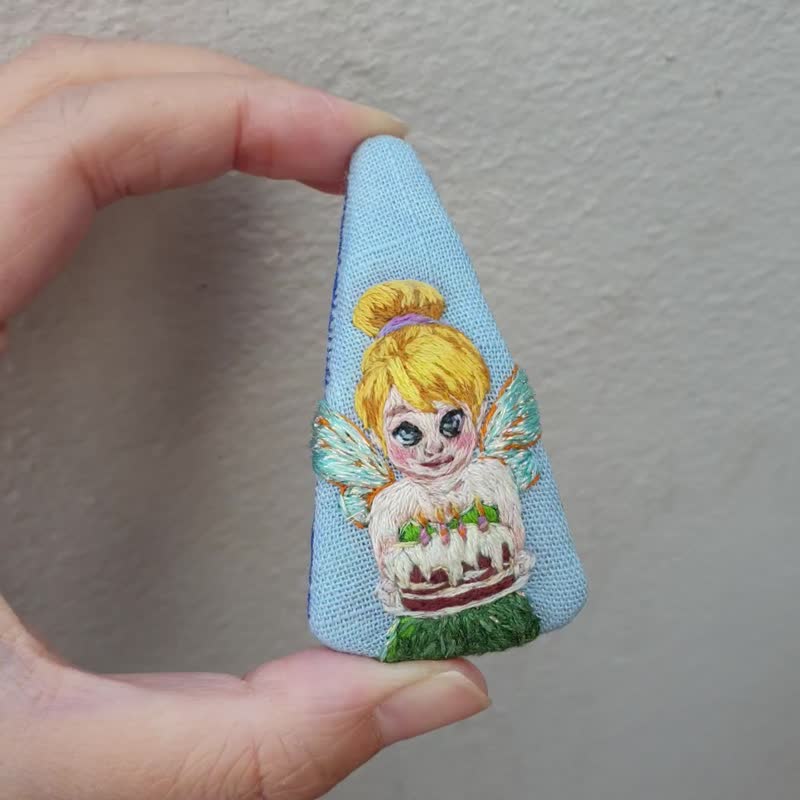 กิ๊บ Fairy Embroidery Hair clip, กิ๊บนางฟ้า, กิ๊บติดผม, กิ๊บปักมือ, gift for her - เครื่องประดับผม - ลินิน หลากหลายสี