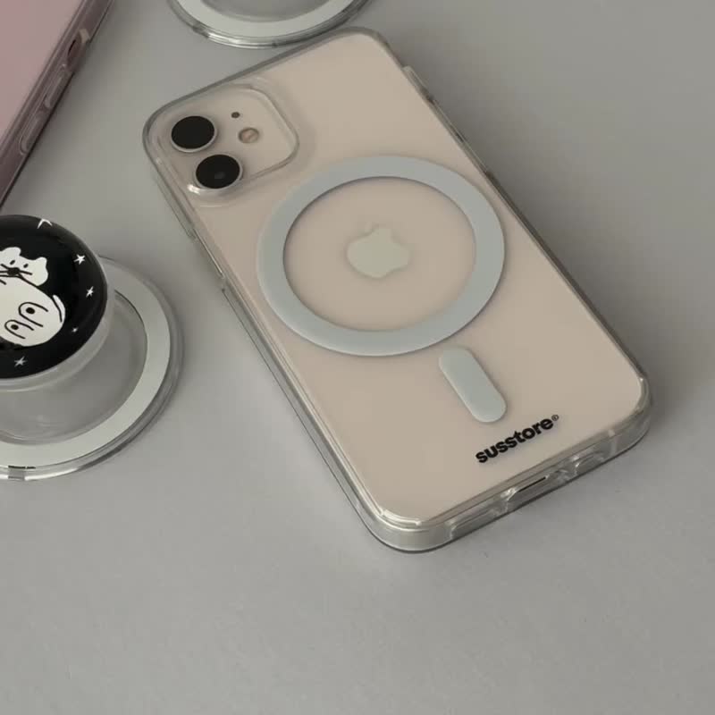 現貨 - 韓國 SUSSTORE - MagSafe 磁吸手機卡夾 藏在袖子的貓 - 手機配件 - 塑膠 白色