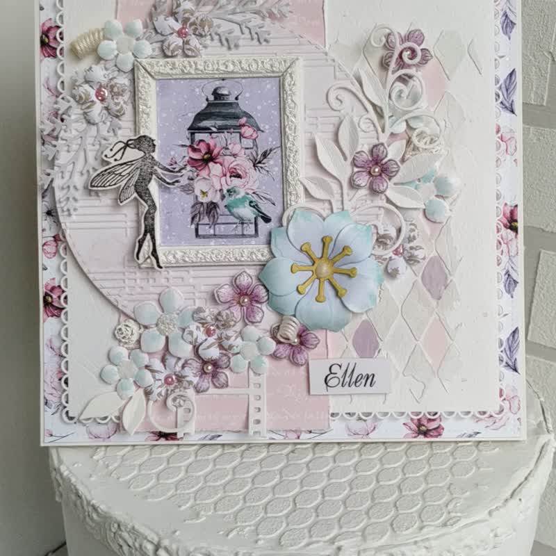 Happy Birthday card for sister or friend. Card with a little fairy - Cards & Postcards - Paper White