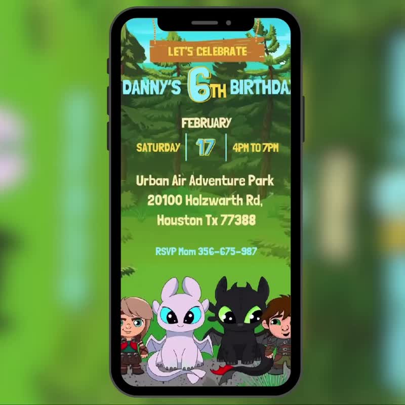 Dragon video invitation, Animated Birthday invitation, Personalized invite video - 數位影音創作 - 其他材質 