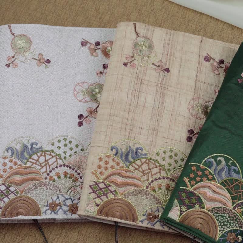 【LifeComic】Jiangmei Shuying Guofeng Embroidered A5 Hand Tent Cover Book Clothes - Notebooks & Journals - Cotton & Hemp White