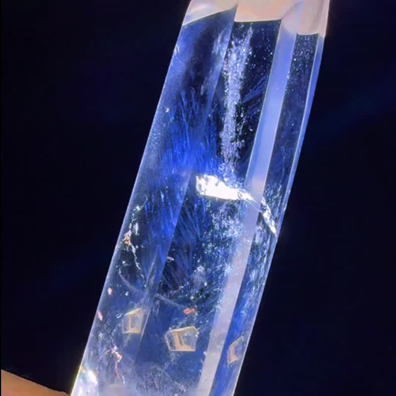 頂級收藏級 爆滿 藍針白水晶 平頂柱 藍針水晶柱 隱性 藍針柱 - 擺飾/家飾品 - 水晶 透明
