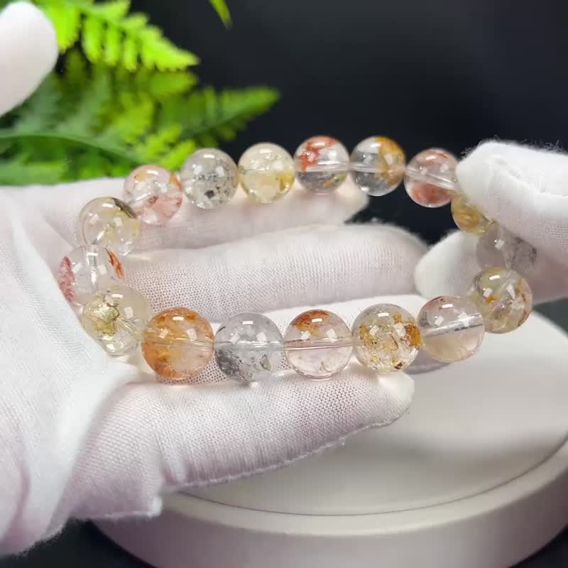 精品彩色閃靈鑽手串12mm冰透彩虹閃片赫爾基蒙水晶手環女能量療愈 - 手鍊/手環 - 水晶 