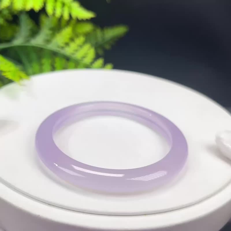 高品質 巴西淺紫瑪瑙手鐲 54MM 冰潤起剛幹凈龍鱗紋 保護凈化療愈 - 手鍊/手環 - 半寶石 紫色