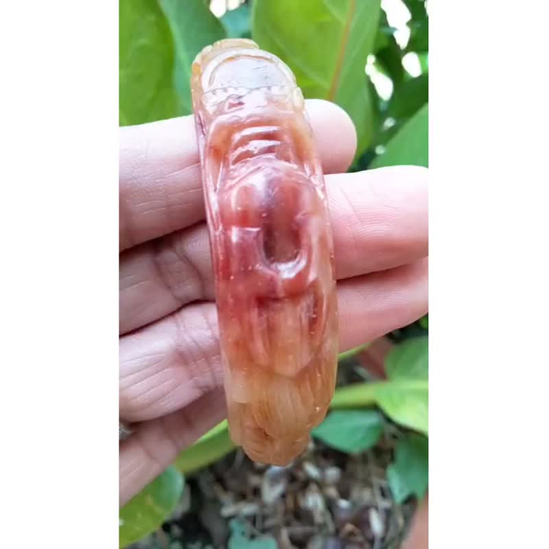 Burmese Jade Bangle Carved Dragon Honey Jade Natural Jadeite Type A Bracelet - 手鍊/手鐲 - 玉石 綠色