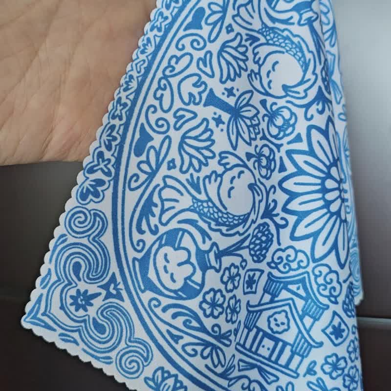 青花瓷靈感 超細纖維布 ・眼鏡布 ・拭鏡布 20x20cm - 眼鏡盒/眼鏡布 - 聚酯纖維 藍色