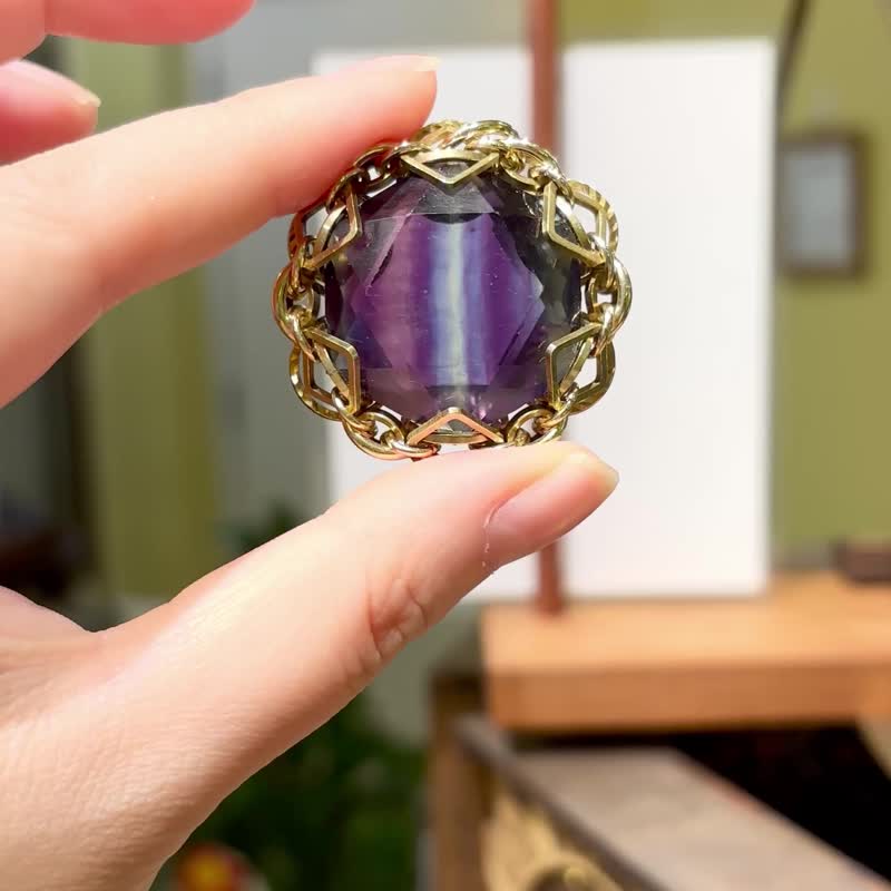 一圖一物 螢石 大衛星項鍊 曼陀羅 幾何 頸鏈 聖誕禮物 - 項鍊 - 其他金屬 金色