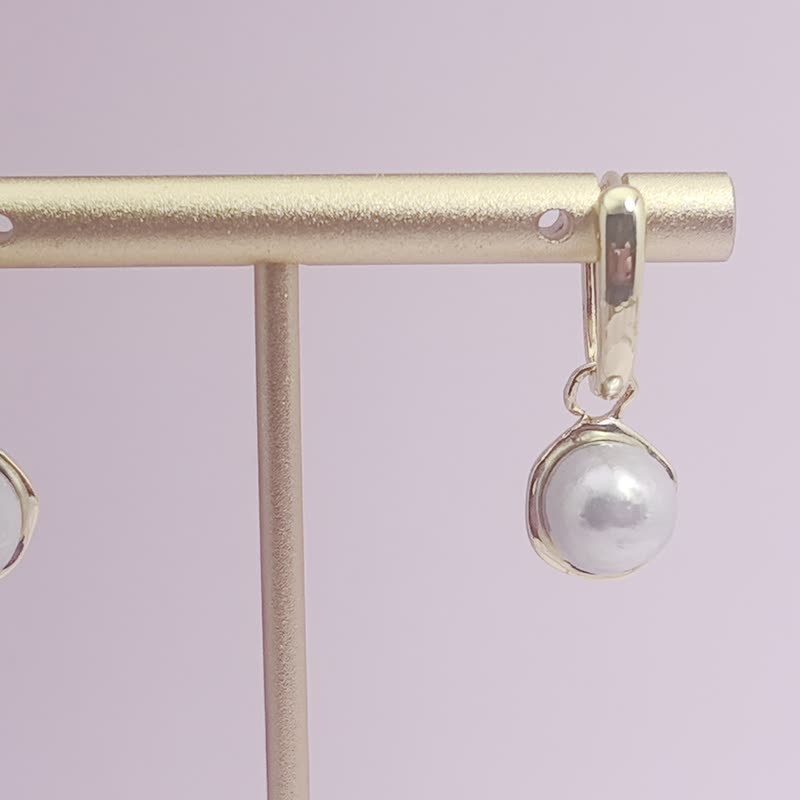 Natural seawater pearl Akoya Linen Baroque style Silver 14K gold injected earrings - ต่างหู - ไข่มุก สีใส