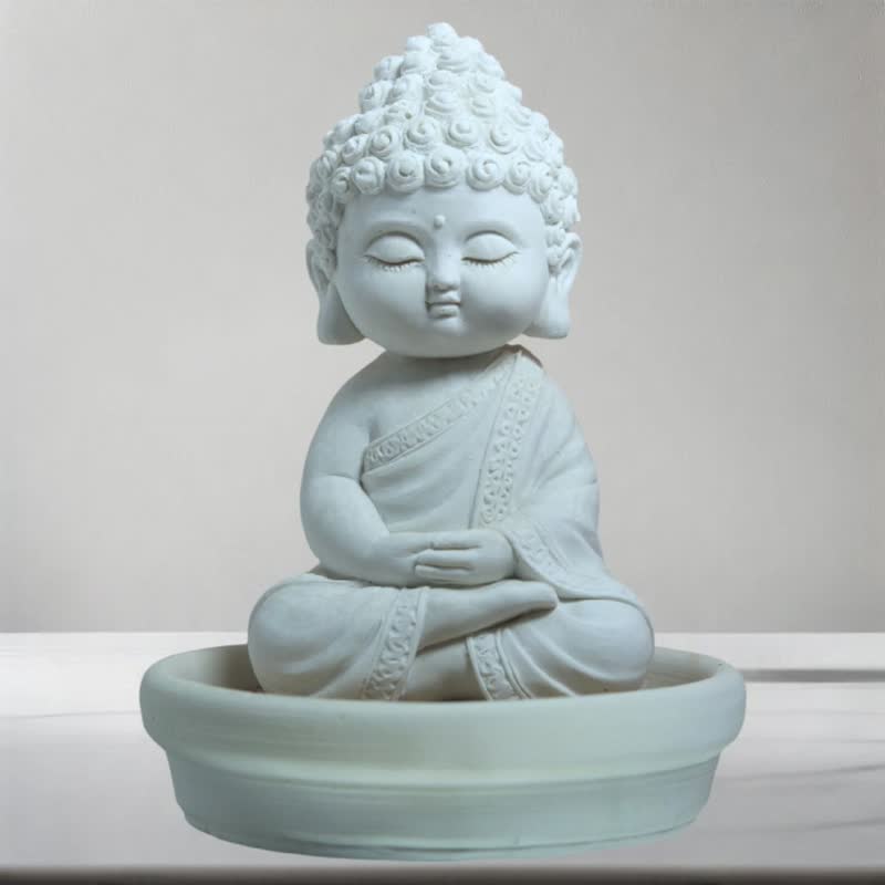 Mindful Buddha Statue Serene Buddha , w/small dish Aroma stone home diffuser - Fragrances - Other Materials White