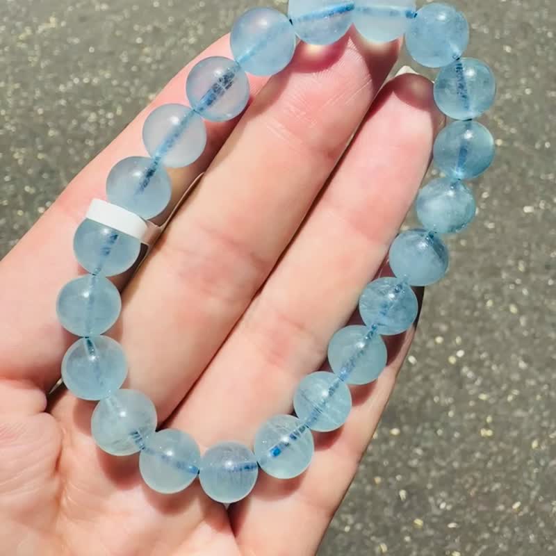螢光仙女baby色海藍寶水晶9mm22.4g釋放壓力舒緩情緒療癒能量 - 手鍊/手環 - 水晶 藍色