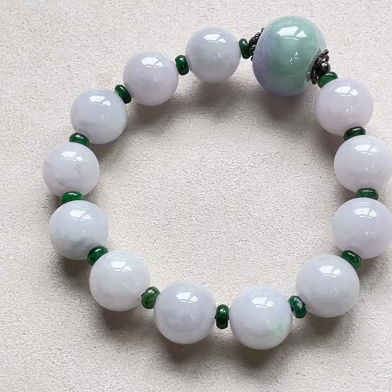 Ice waxy violet jade hand beads | Natural Burmese jade jade A goods - Bracelets - Jade Purple