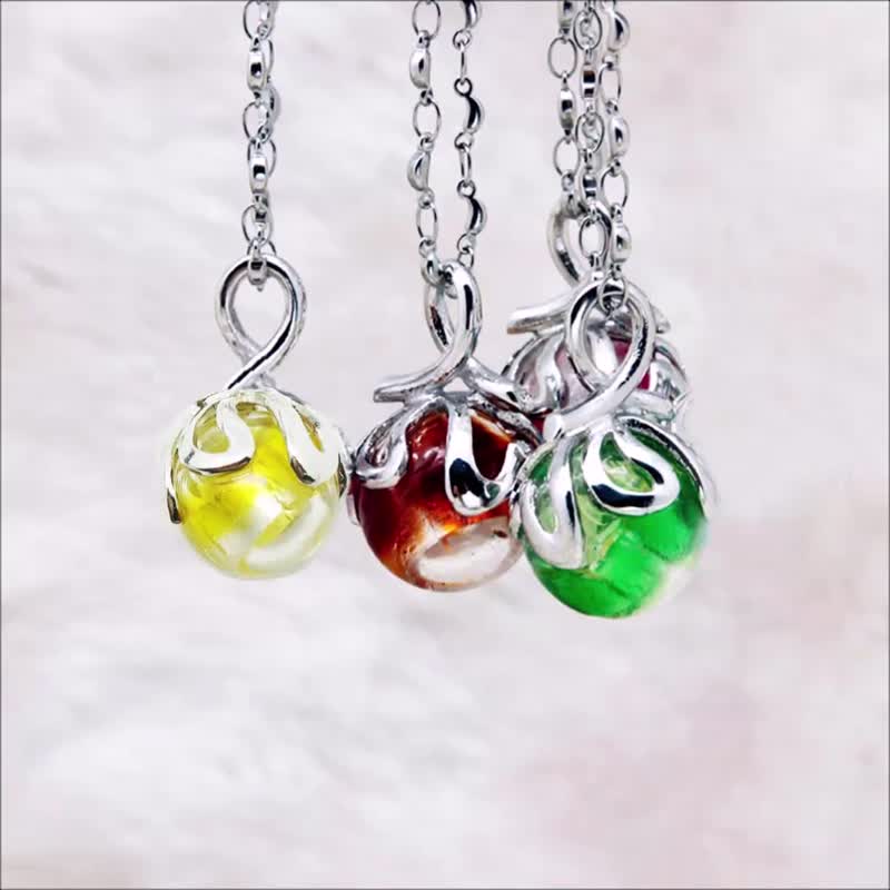 Diffuser Necklace Sweetheart Petite Bonbon Aroma Glass Bead Colors Option - Necklaces - Colored Glass Multicolor