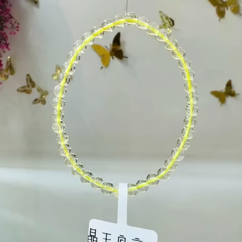 畢業星隕玻璃體黃金利比亞隕石4.5mm4.29g財運流向增加行動力旺財 - 手鍊/手環 - 半寶石 黃色