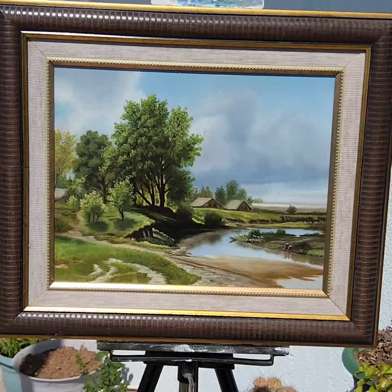 River with Trees and Reflections Original Oil Painting - 插畫/繪畫/寫字 - 其他材質 