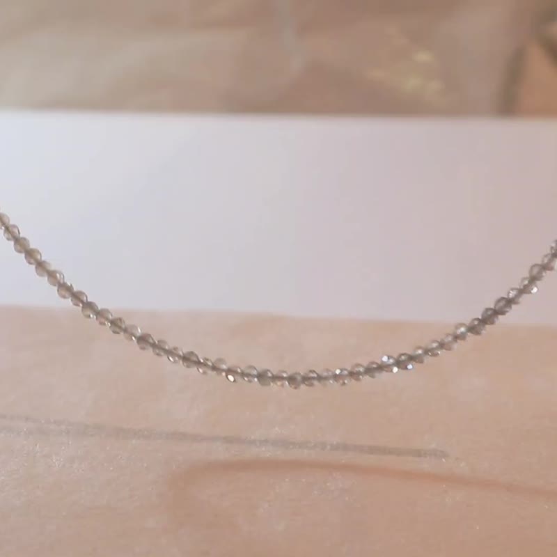 拉長石-十一月誕生石-925 SILVER 拉長石2.5-3mm- 細緻細緻頸圈項 - 手鍊/手環 - 半寶石 銀色
